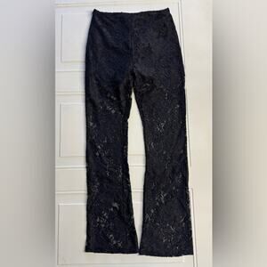 Unbranded Black Floral Lace Flare Pants Womens Size Medium
